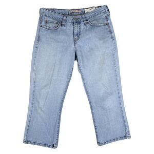 Levi's 515 Capri Jeans Womens‎ 6 Blue Light Wash Frayed Waist Raw Hem Denim